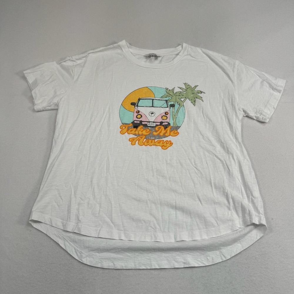 Wildfox Take Me Away Tshirt Womens Size XL White Summer Vacation